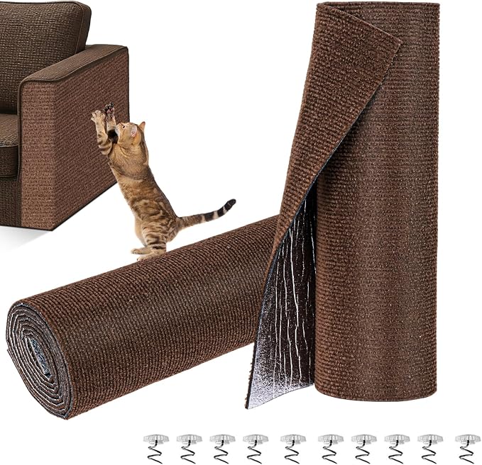 Cat Scratch Furniture Protector, DIY Cat Scratching Mat for Couch, Sofa, Wall,Cat Post,Cat Tree Durable Furniture Guards Couch Scratcher from Cats Claws Scratching for Indoor(39.4x15.8 Brown) by Unknown