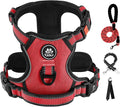 IVY&LANE No Pull Dog Harness for Medium Dogs, Dog Vest Harness with Leash, Safety Belt and Storage Strap, Fully Adjustable, 360° Reflective Strip, Soft Handle (Red, M) by IVYLANE