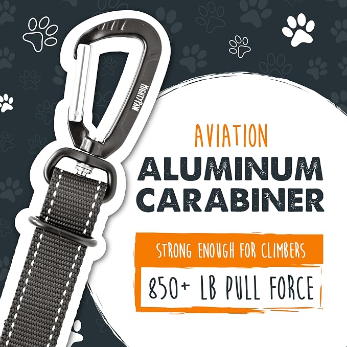 Mighty Paw Dog Seat Belt for Car, Heavy-Duty Aviation Aluminum Carabiner | 850 Lbs Force Rated, Nylon Webbing, Swivel Clip, 16-26 In Adjustable - Image 5