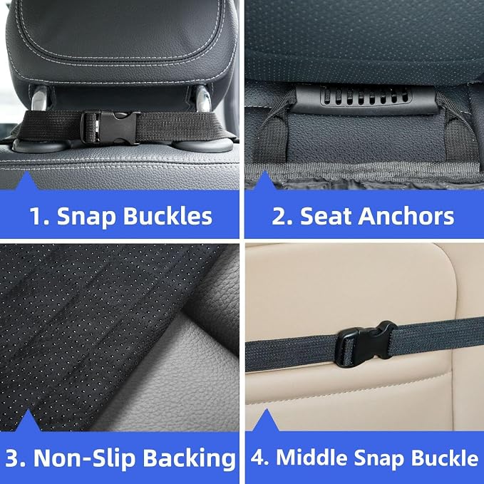 PETICON 2 Pack Pet Car Seat Cover for Front Seat, Captain Chair Seat Cover | Waterproof Pet Seat Protector, Full Protection with Side Flaps, Non-Slip, Large Front Storage Pocket, Fits Cars/Trucks/SUVs - Image 7