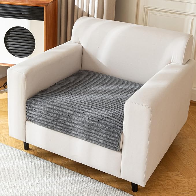 MYSKY HOME 100% Waterproof Couch Cover, Chair Cover for Dogs Washable, Non Slip Couch Headrest Covers Pet Friendly, Sofa Covers Furniture Protector, Dog Bed Cover, Dark Grey, 35"x35" by MYSKYHOME