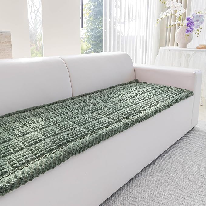 Couch Cover for Dogs Washable, Non Slip Couch Covers for 3 Cushion Sofa Pet Friendly, Fuzzy Pet Couch Cushion Covers for Dog, Thick, Soft for Sofa Protector (Green, 27.6" x 82.7"/70 x 210cm) - Image 8