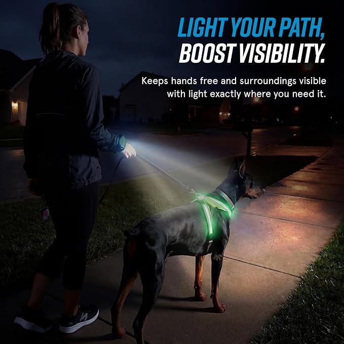 noxgear LightHound Light Up Reflective Dog Harness and Wrist Light, X-Large | 360° Light Up Reflective Dog Harness, 8 Colors & 6 Modes, USB Rechargeable, Adjustable, Rainproof, LED Fiber Optic - Image 2