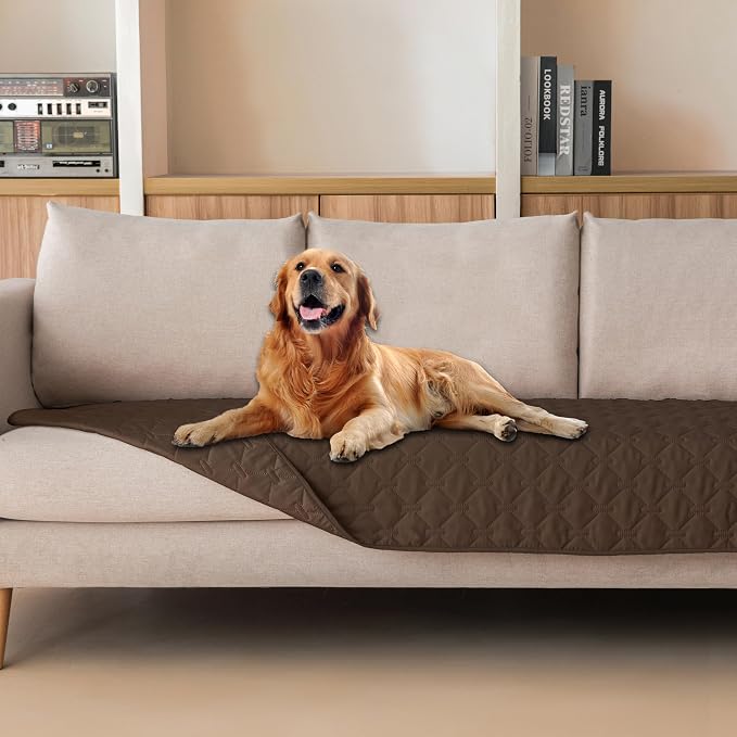 gogobunny 3X Stronger Waterproof Pet Blanket, Scratch Proof Furniture Protector for Dogs Cats, Reversible Cover 30x90 Inch, Dark Chocolate by gogobunny
