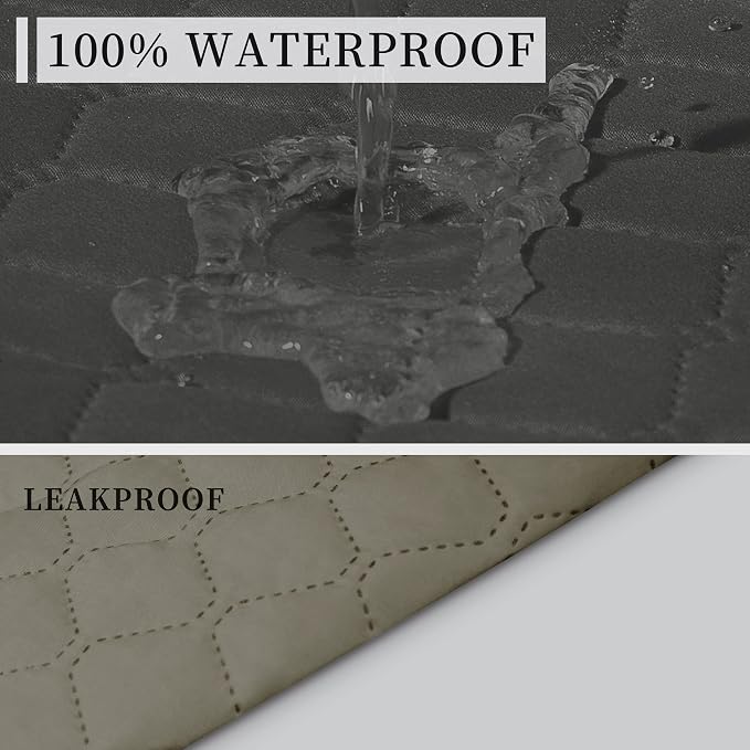 ISSUNTEX Double Protection 100% Waterproof Chair Sofa Cover for Living Room, Reversible Furniture Protector for Dogs, Pets, Kids (Chair, Dark Gray/Beige) - Image 3