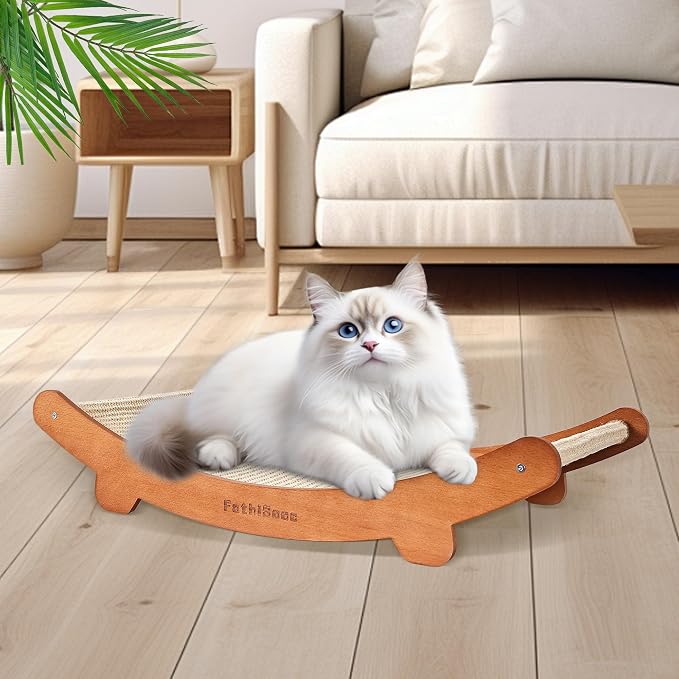 Sisal Cat Scratcher Bed Shaped U, Beech Wood Cat Scratching Pad Indoor cat Toy,Durable Cat Scratcher,Wooden Cat Furniture Protector, Large Cats Scratcher Lounge,Clawing and Play - Image 8