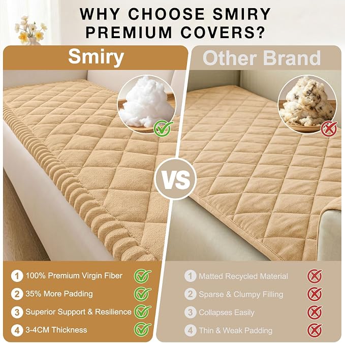 Smiry Non Slip Couch Cover for Dogs, Fuzzy Plush Pet Sofa Protector | Washable Furniture Cover for Large Dogs & Cats, Scratch & Dirt Resistant, For 2 Cushion Couch, Camel, 27.6"x47" - Image 4