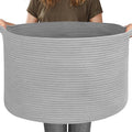 MEGASKET 115L Super Large Gray Blanket Basket, 23.6"x15.7" Woven Cotton Rope Storage Basket for Laundry, Towel, Pillow, Oversized Kids Dog Toy Storage Bin, Grey XXXL Blanket Holder for Living Room by MEGASKET