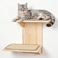 Cat Wall Shelves, 2 Platform Cats Walls Furniture, Tree Shape Kitten Floating Shelf with Sisal Mat Perch, Solid Pine Wood, Suitable for Climb, Play, Nap by Famifit