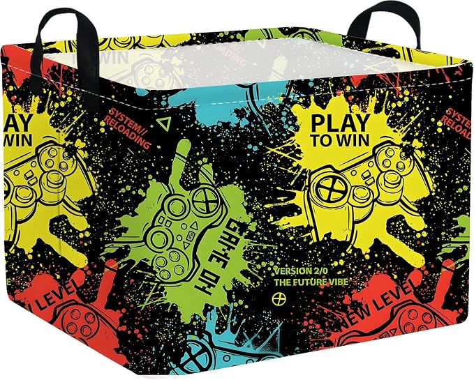 Rectangular Kids Storage Basket,Game Basket for Boys Kids,Waterproof foldable storage baskets,Game Bin,Gift Baskets,Boys Room Decor(Games) by FXOCSHE