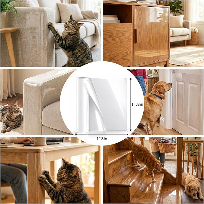 Anti Cat Scratching Scratch Furniture Protector (Roll 118" × 11.8") | High Quality and Transparent Vinyl Anti Cat Scratching - Image 6