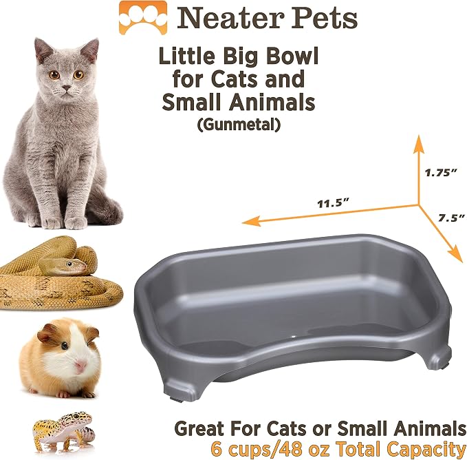 Neater Pet Brands Large Capacity Cat Bowls, Water Bowl for Cats, Reptiles, Chickens, Birds, & Small Animals, Cat Food Bowl (6 Cups), Indoor or Outdoor Water Trough & Feeder, Gunmetal Grey - Image 6