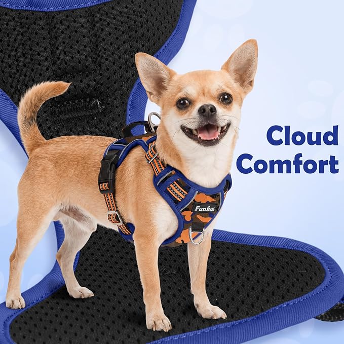 Dog Harness No Pull, Adjustable Pet Vest Harness, Super Soft Material with Vertical Handle Easy Control, Reflective Night Walking, 2 Leash Clips for Large Dogs, Camo Orange, L - Image 7