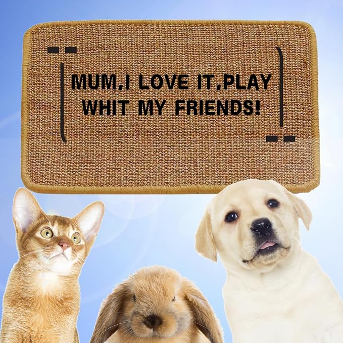 Cat Scratch Pad, Sisal Scratcher Mat Rug, 23.6x15.7in, Furniture Protector | minni-goods, 1 Pack, Hook Tape Backing, Indoor Cats, Natural Brown - Image 7