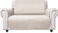 Ameritex Loveseat Cover Water-Resistant Quilted Furniture Protector with Back Nonslip Paws Slipcover for Dogs, Kids, Pets Loveseat Slipcover Stay in Place for Leather (Beige, 54'') by Ameritex