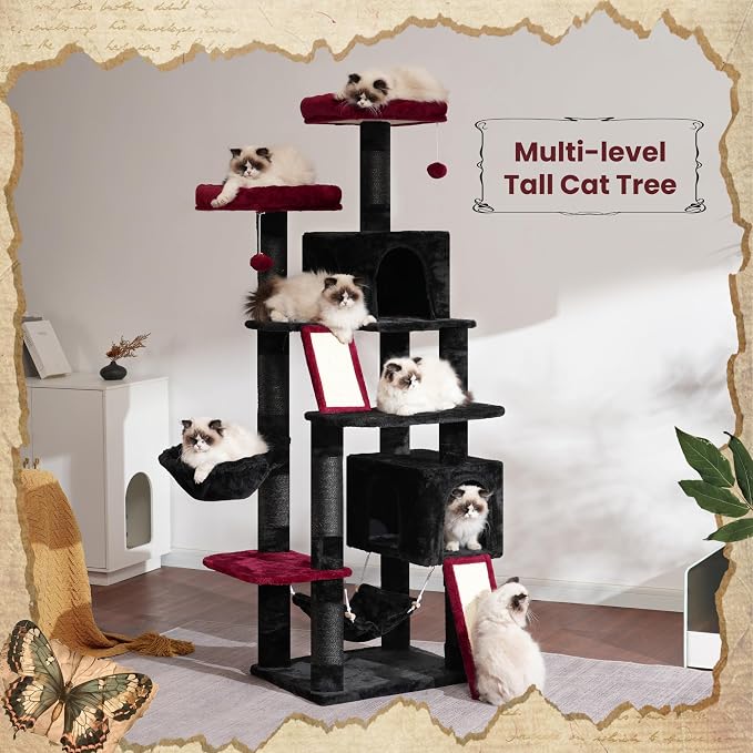 Cat Tree, 71'' Tower for Large Cat with Scratching Post, GCT032BR - Image 8