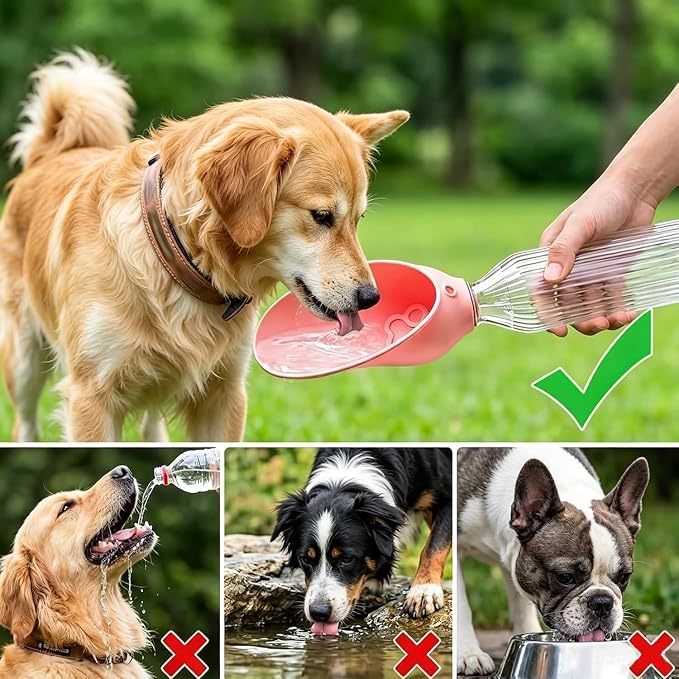 Silicone Portable Dog Water Bottle Adapter, Leakproof Foldable Leaf Pet Water Dispenser Cap, Practical Folding Drinking Bowl, Feed for Puppy Outdoor Walking Camping for Standard Water Bottles (Pink) - Image 4