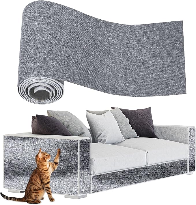ENONCI 78.7x15.8 Cat Scratch Pad, Furniture Protector for Couch Corners | Trimmable, No-Shedding Cat Scratch Pad with Self-Adhesive Backing for Climbing, Protects Walls, Carpet and Couch by ENONCI