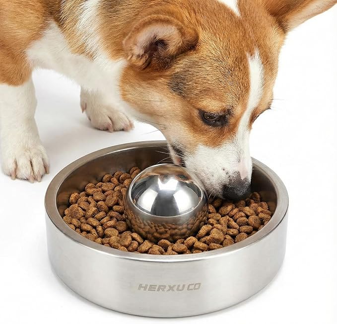 Stainless Steel Dog Food Slow Feeder Ball - 2.5in - Slows Fast Eating, Fun Feeding for All Dogs - Durable, Smooth (Small) - Image 6