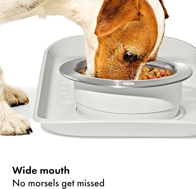 OXO Pet Nonslip Stainless Steel Dog Bowl - Medium, 2 Cup Capacity | Wide Mouth, Weighted Base, Comes Apart for Easy Cleaning, Dishwasher Safe, Cat Bowls - Image 3