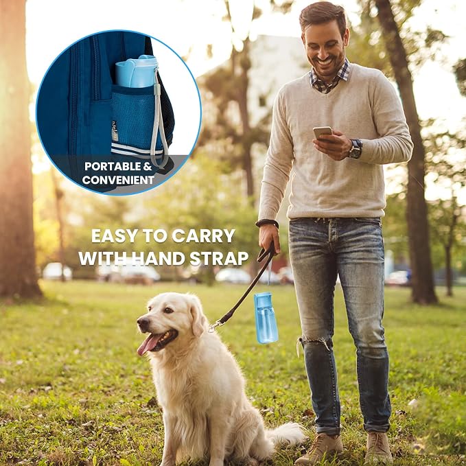 Foldable Dog Water Bottle, Leak Proof Dispenser, SkyBlue, 19oz | Portable Water Dispenser, Dishwasher Safe, for Puppy Small Medium Large Dogs, Pet Drink Cup for Walking Hiking Traveling - Image 5