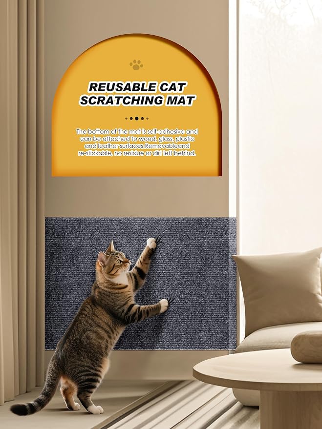 2PCS 39.4"x15.8" Cat Scratch Furniture Protector - Dark Gray | Less claw damage, easier scratch-zone setup, worn post refresh, cleaner couch corners, softer look for cat homes - Image 5