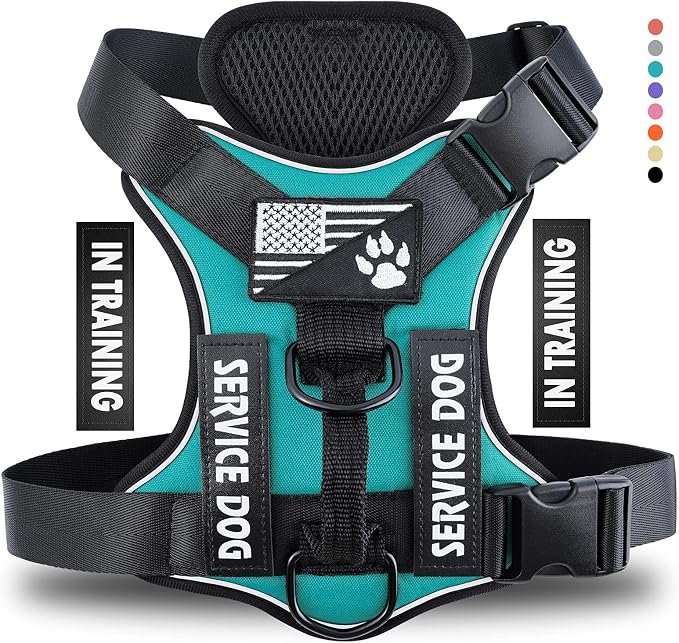 Service Dog Harness, Reflective Dog Vest Harness with 5 PCS Patches, Adjustable Soft Oxford Pet Harness, Inner Layer Mesh, Easy to Control for Dogs by DemigreatLLC