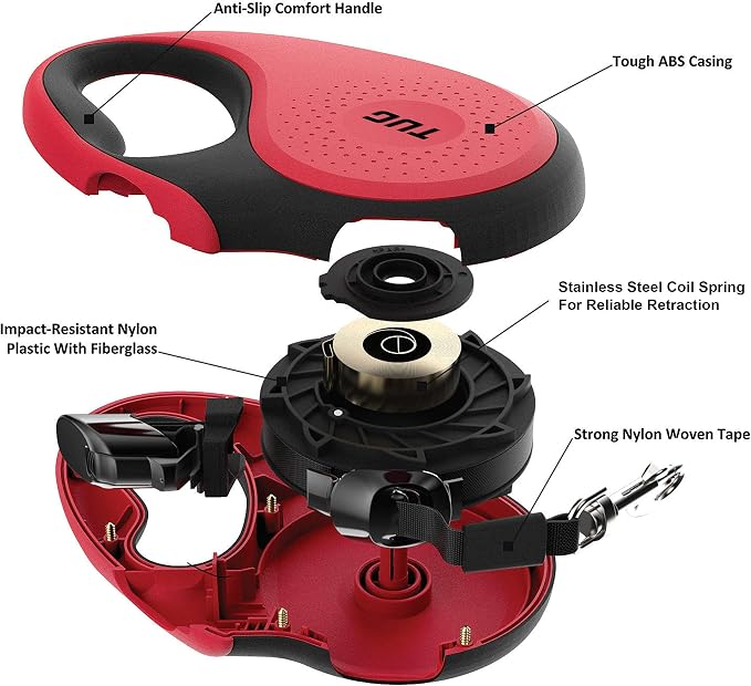 TUG Tiny Retractable Dog Leash, 10 ft (Extra Small, Red) | 360° Tangle-Free Retraction, 10 ft Tape, Quick Thumb Lock, Anti-Slip Handle, For Pets Under 26 lbs - Image 4