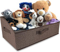 COWOSO Foldable Dog Toy Basket with 3 Handles, Pet Storage Box, Dark Brown | Portable Pet Toy Organizer for Dog Toys & Accessories, Low Front Design, Waterproof Collapsible Storage Bin for Living Room by COSOWO