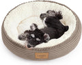 Love's cabin Round Donut Cat and Dog Cushion Bed, 24in Pet Bed for Small or Medium Dogs, Anti-Slip & Water-Resistant Bottom, Soft Durable Fabric Pet Beds, Washable Calming Cat Bed Khaki by Lovescabin