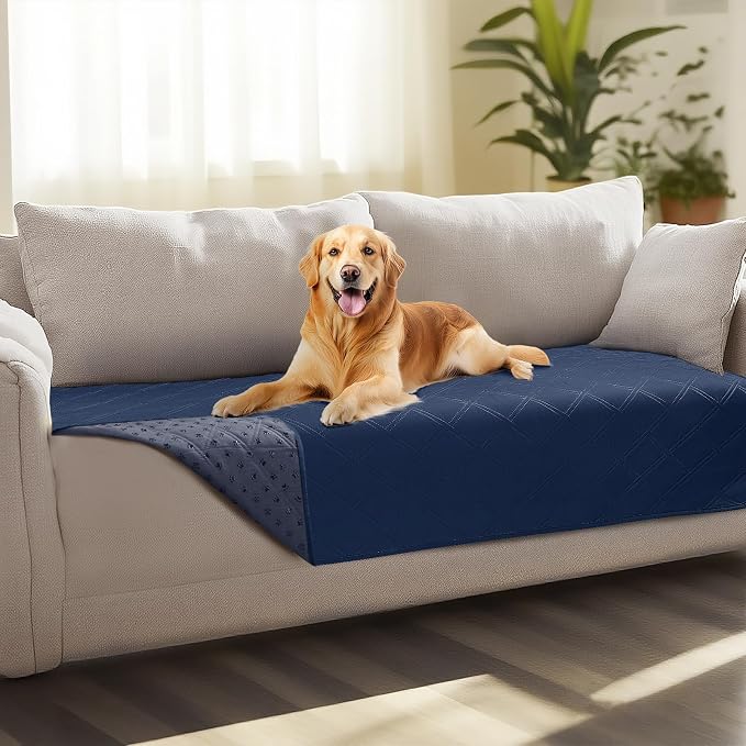 Luciphia Waterproof Couch Cover for Dogs, Non-Slip Pet Sofa Protector | Non-slip waterproof couch cover scratch-resistant machine washable protects sofa bed from spills fur, Navy Blue, 30" x 70" by luciphia