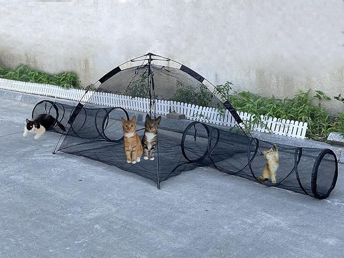 3 in 1 Portable Cat Playpen Outdoor Enclosures-Pop-uped Visual Net Pet Play Tent Tunnels Compound House for Cat Puppy Rabbit Small Animals-Large - Image 3