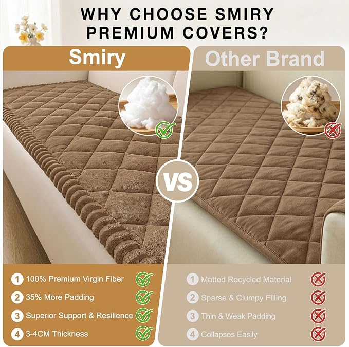 Smiry Non Slip Couch Cover for Dogs, Fuzzy Plush Pet Sofa Protector | Washable Furniture Cover for Large Dogs & Cats, Scratch & Dirt Resistant, For 3 Cushion Couch, Mocha Brown, 27.6"x88" - Image 4