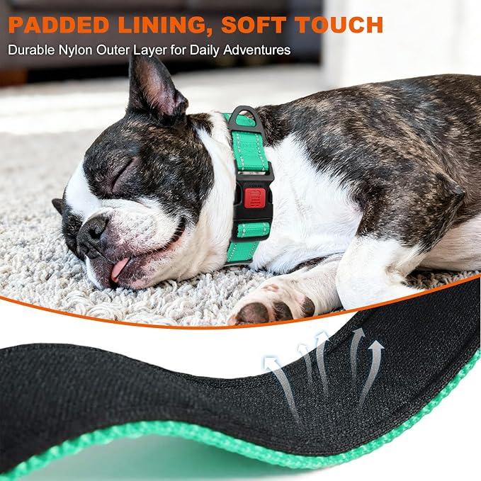 Taglory Reflective Dog Collar for Medium Dogs, Soft and Safe for Daily Walk | Soft Neck Cushioning, Adjustable 14-20 in, Sturdy Webbing Withstands Strong Pullers, Zinc Alloy D-Ring for Leash and ID Tags - Image 4