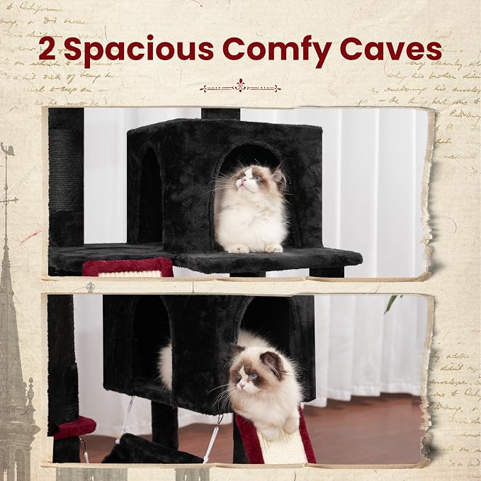 Cat Tree, 71'' Tower for Large Cat with Scratching Post, GCT032BR - Image 4