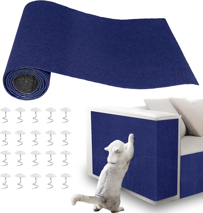 Cat Scratch Pad for Wall, Scratch Furniture Protector(78.7”×15.8”) | Cuttable and Adhesive Cat Scratching Mat, Fun Interactive Scratcher (Dark Blue) by Unknown