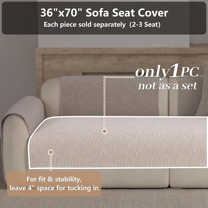 Waterproof Couch Cover for Dogs,Nonslip Sofa Cover for L Shaped Sofa,Washable Furniture Protector Pet Friendly(Coffee,36"x70") - Image 2