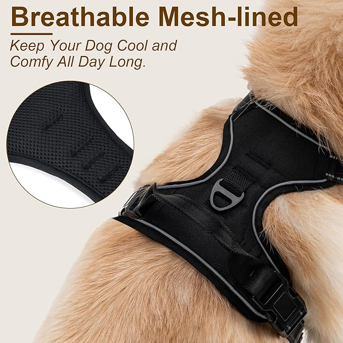No Pull Dog Harness, Adjustable Reflective Front Clip Pet Vest with Easy Control Handle for Medium Large Dogs (Purple,S) - Image 5