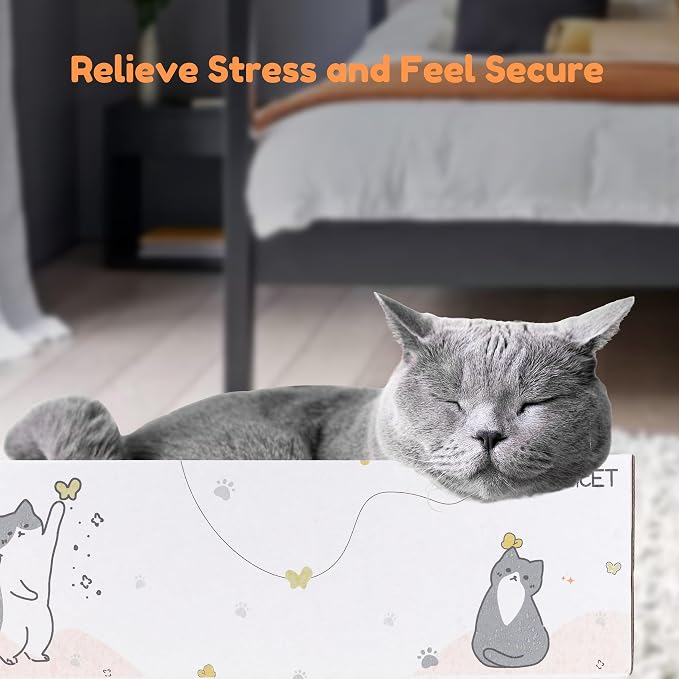 PatiencET Cat Scratch Pad with Box, 4 Pack Cardboard Scratcher Lounge Bed | For Indoor Cats, Reversible Corrugated Scratching Board Refill, With Catnip, Furniture Protector - Image 7