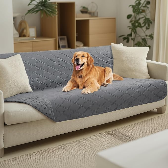 Luciphia Waterproof Couch Cover for Dogs, Non-Slip Pet Sofa Protector | Non-slip waterproof couch cover scratch-resistant machine washable protects sofa bed, Light Grey, 52" x 82" by luciphia
