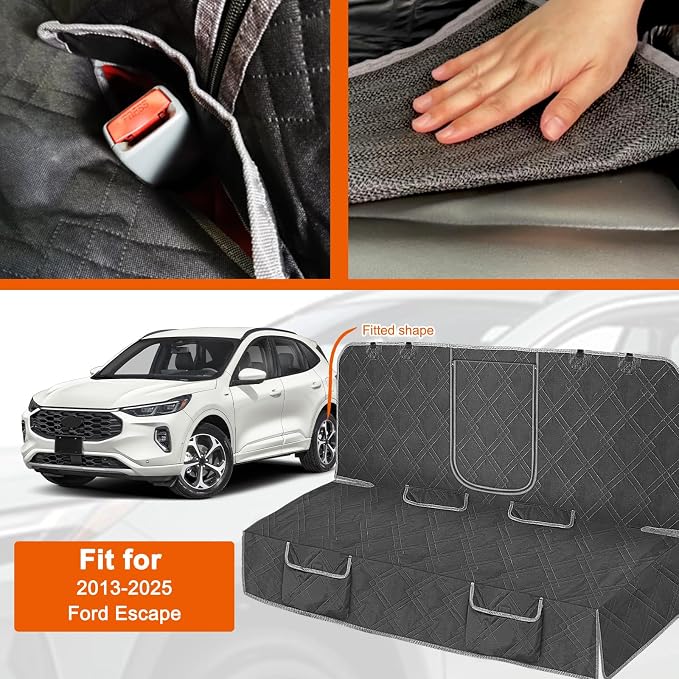 Dog Car Seat Cover for Ford Escape 2013-2025 | Waterproof Pet Bench Seat Cover for Back Seat, 600D Heavy Duty Scratch Proof Nonslip Truck Seat Covers for Dogs - Image 2