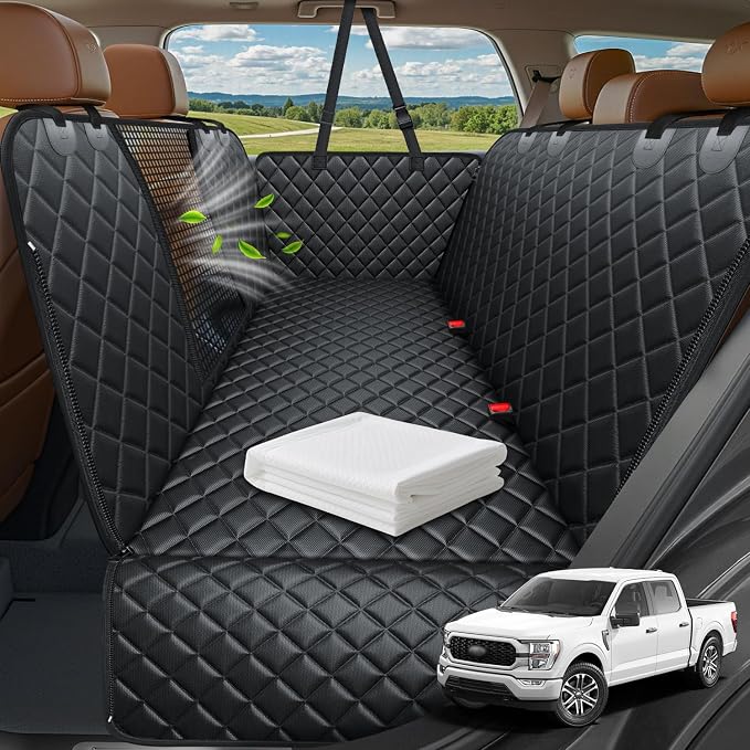 URPOWER XL Dog Seat Cover for Full-Size Truck Back Seat, Waterproof Hammock | Mesh Window, Side Flaps, 600D Oxford, Scratch Resistant, Non-Slip, Easy Install, Machine Washable, Pee Pad Included by URPOWER