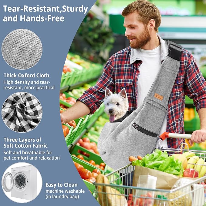 CUBY Dog and Cat Sling Carrier - Hands Free Reversible Pet Papoose Bag - Soft Pouch and Tote Design - Suitable for Puppy, Small Dogs Cats Outdoor - Image 6