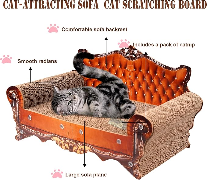 Sofa Shaped Scratching Couch,Thick Scratching Cardboard, Lounge Bed for Indoor Rest&Play, Sofa Scratcher Pad (21.2" L X 12.2 "W X 11.8" H) - Image 5