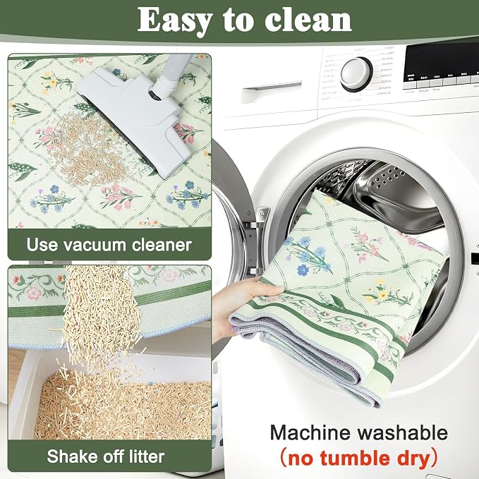 Bienbee Cat Litter Mat, 2 Pack 33" x 22" Machine Washable for Litter Boxes | Cat Litter Rug with Waterproof Backing, Non-Slip Grip and Soft On Kitty Paws to Catch Litter and Protect Floor - Image 5