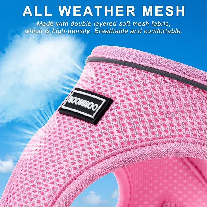Dog Harness with Leash Set, Step-in Adjustable Puppy Vest, Pink Green S | Lightweight Breathable Air Mesh, Night Safety Reflective, No Pull Puppy Vest Harnesses for Small Medium Large Dogs, Cats - Image 5