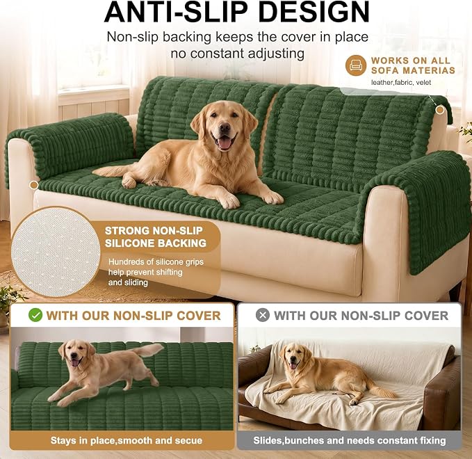 Smiry Couch Cover for Dogs, Non Slip Washable Sofa Protector for Pets | Soft Furniture Cover for Leather & Fabric Couches, Cozy Protect Against Fur, Dirt & Messes, Pet Friendly, 27.6"x88" - Image 10