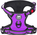 PoyPet Dog Harness Medium, No Pull Vest with Front/Back Clip & Neck Buckle | No Choke, Lockable, Reflective, 2 Lead Rings, Adjustable, Soft Padded Handle for Training Walking, M, Purple by PoyPet