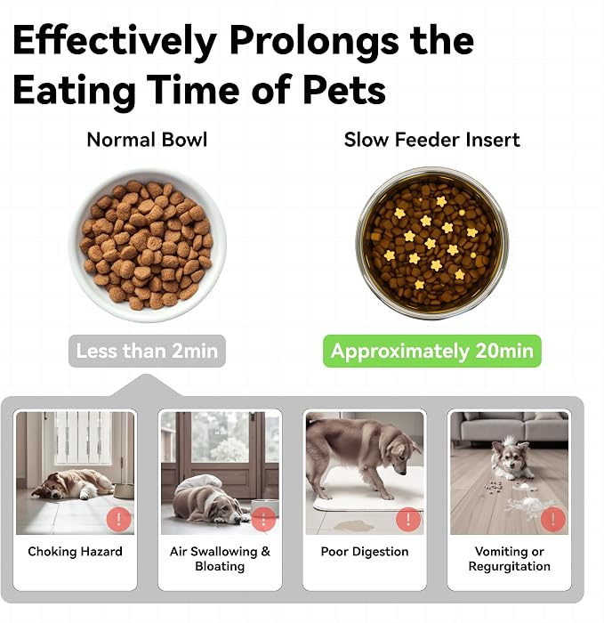 Slow Feeder Insert for Cat Dog Bowls, Anti-Choking Silicone with Strong Suction Cups, Fits Most Cat Bowls, Ideal for Puppy Small Medium Breeds - Image 2