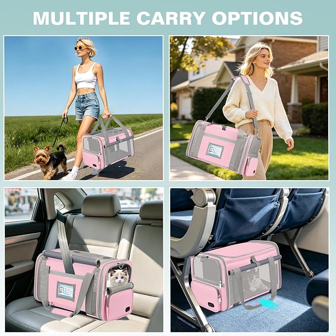 Cat Carrier Airline Approved Privacy Portable Top Load Pet Travel Bag | Soft Sided Pet Carriers for Small Cats Dogs Puppy up to 16 Lbs,Collapsible,Zipper Lock,Luggage Sleeve,2 Storage,Washable - Image 8